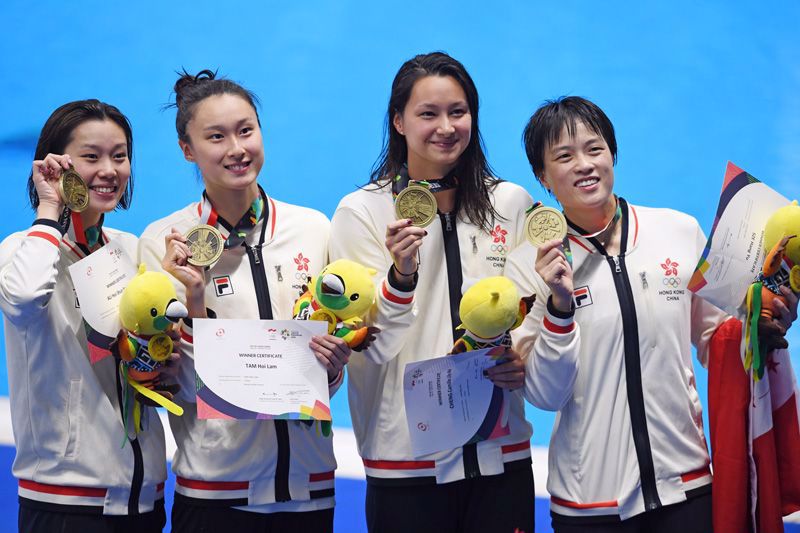 香港在今屆亞運第一面獎牌，由施幸余及其團隊取得女子4x100米自由泳接力銅牌。她亦在女子4x200米自由泳接力為港增添一面銅牌。